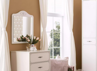 Group Chest of drawers with Mirror Wardrobe Wood Chests of drawers Sideboard White Luxus